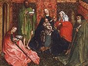 Robert Campin Madonna and Child with saints in a inhagnad tradgard Sweden oil painting artist